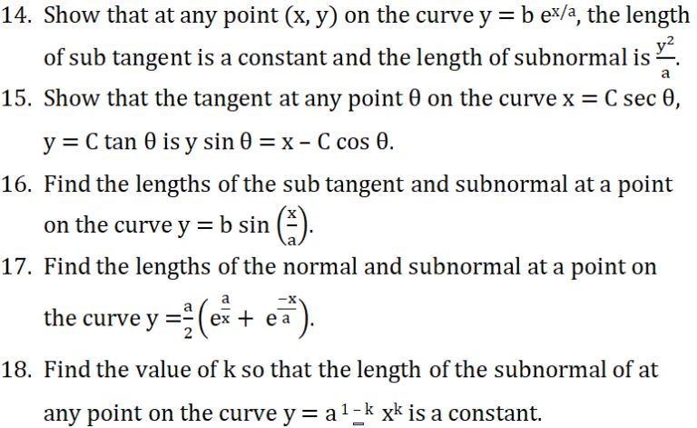 Ts Inter Maths 1b Tangents & Normals 4m Important Questions