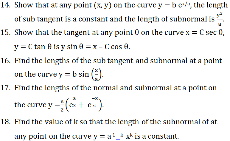 Ts Inter Maths 1b Tangents & Normals 4m Important Questions