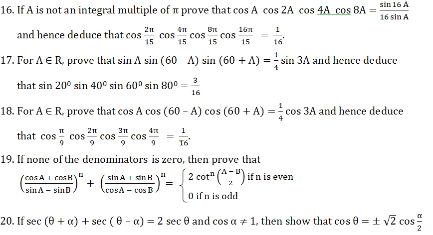 Ts Inter Trigonometric Ratios Transformations - 4m Imp Qn's